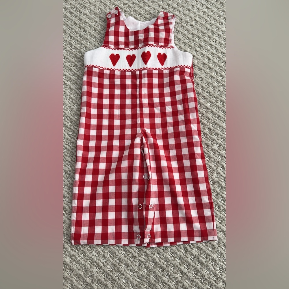 Valentines Day Red and White Checkered Kids Romper